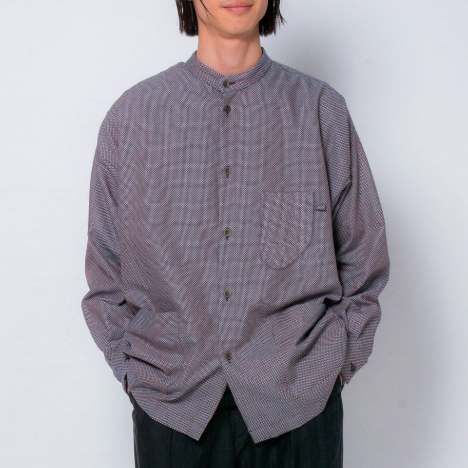 「ふたばのかぜ」バンドカラーシャツ(ブラウン)/UNISEX