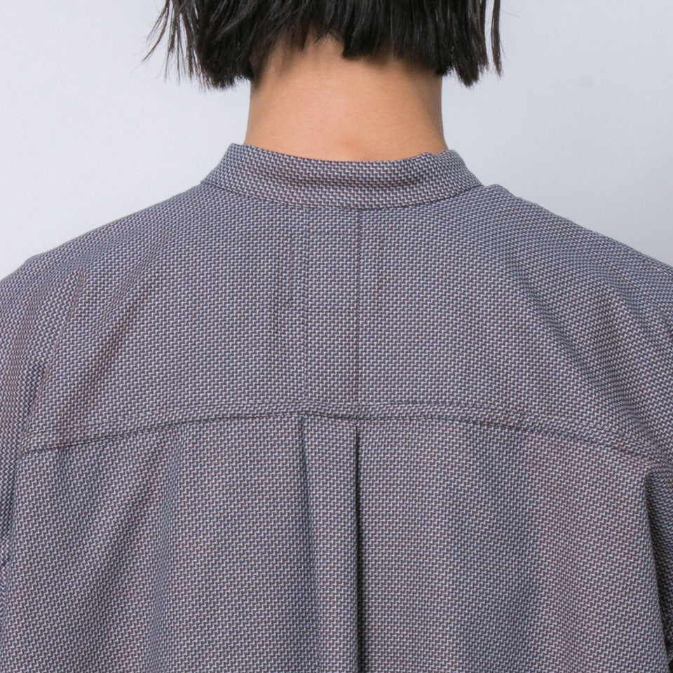 「ふたばのかぜ」バンドカラーシャツ(ブラウン)/UNISEX