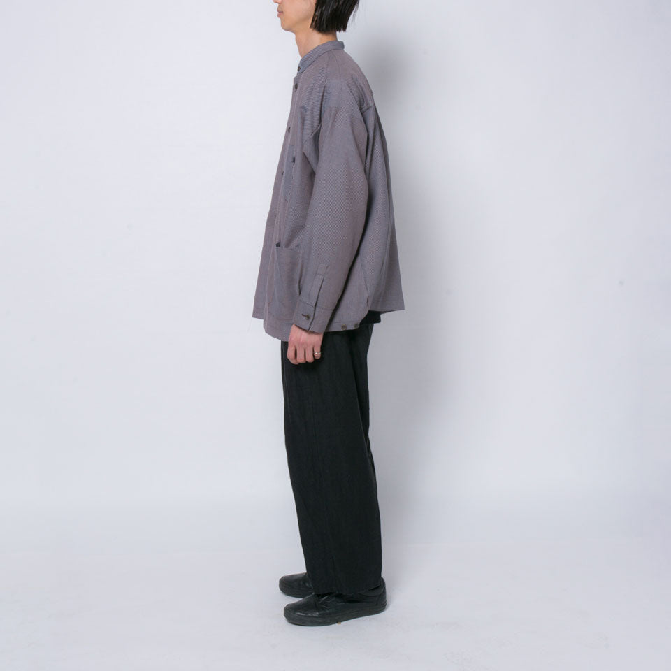 「ふたばのかぜ」バンドカラーシャツ(ブラウン)/UNISEX