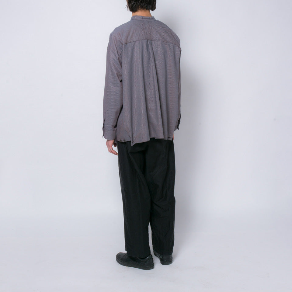 「ふたばのかぜ」バンドカラーシャツ(ブラウン)/UNISEX