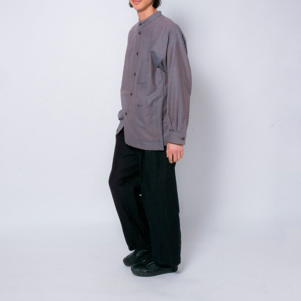 「ふたばのかぜ」バンドカラーシャツ(ブラウン)/UNISEX