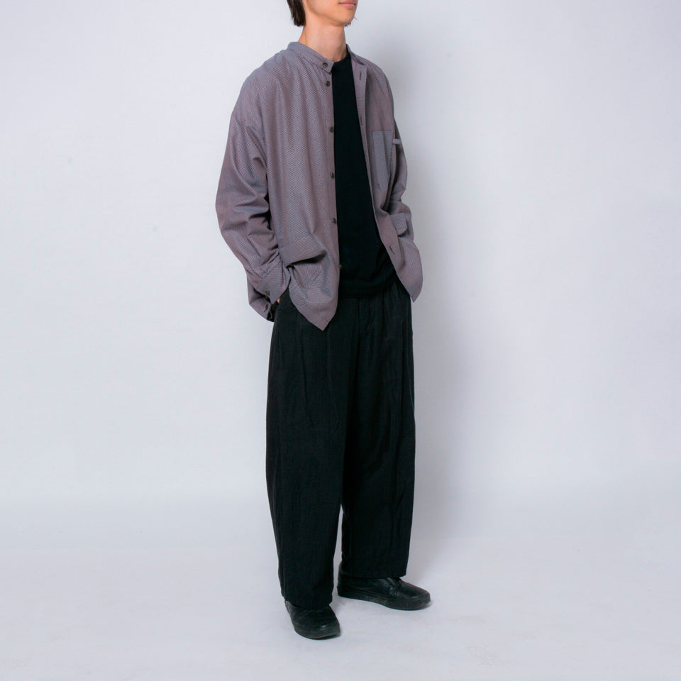 「ふたばのかぜ」バンドカラーシャツ(ブラウン)/UNISEX