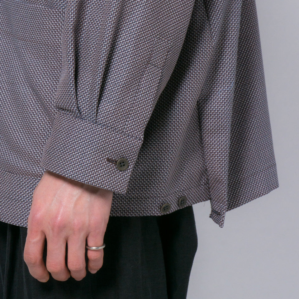 「ふたばのかぜ」バンドカラーシャツ(ブラウン)/UNISEX