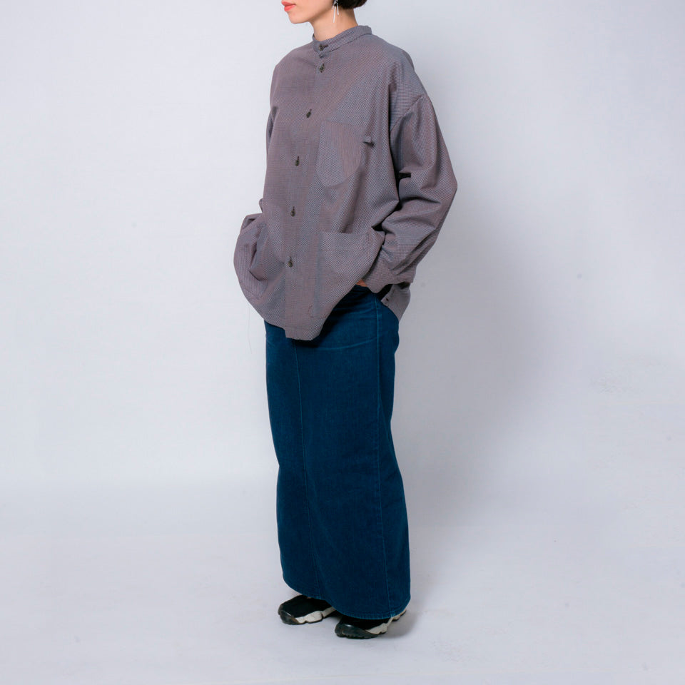 「ふたばのかぜ」バンドカラーシャツ(ブラウン)/UNISEX