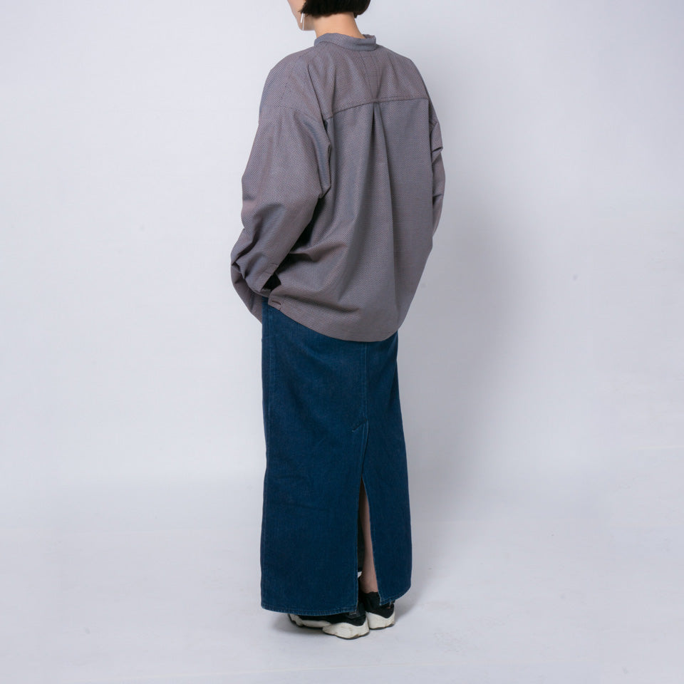 「ふたばのかぜ」バンドカラーシャツ(ブラウン)/UNISEX