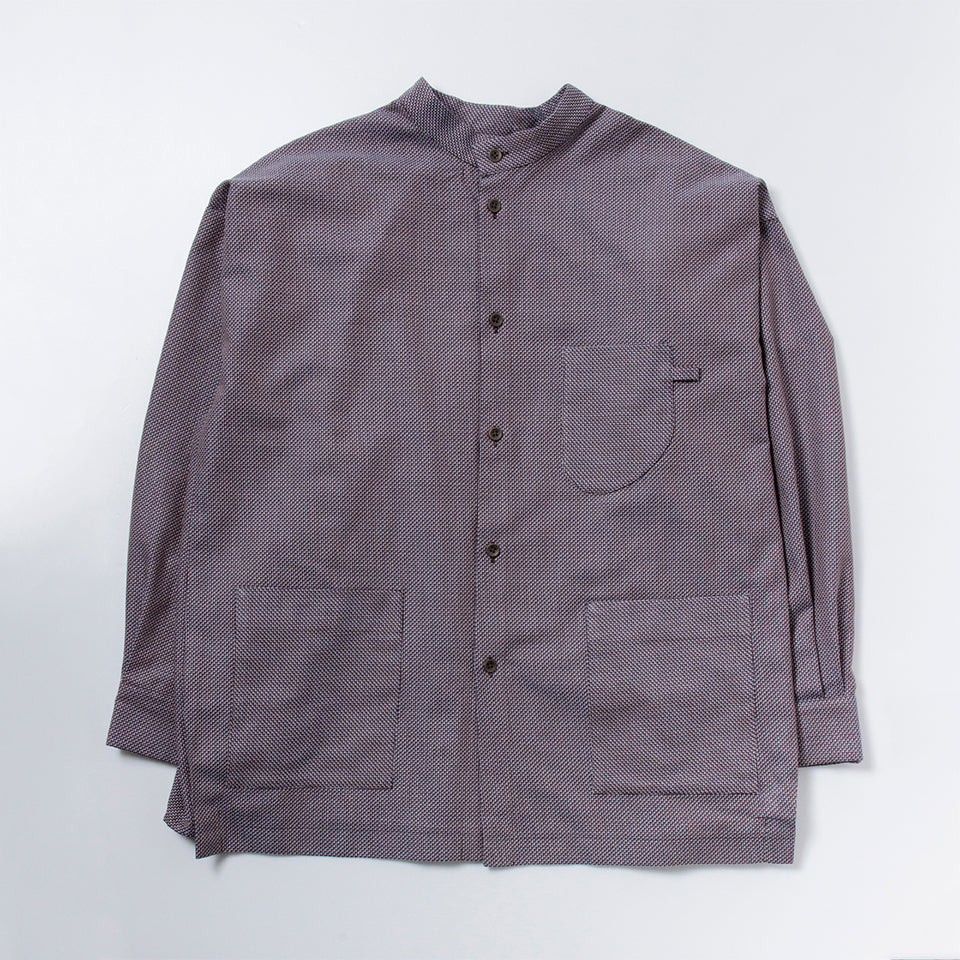 「ふたばのかぜ」バンドカラーシャツ(ブラウン)/UNISEX