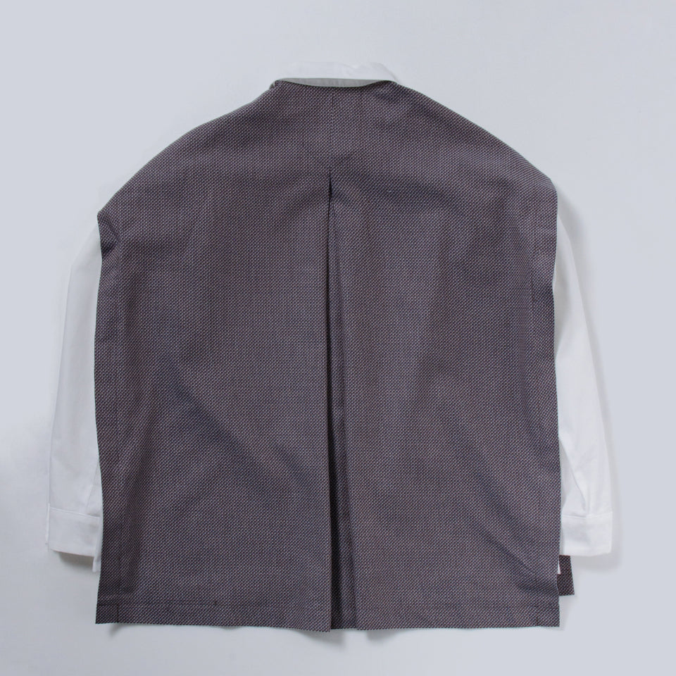 「ふたばのかぜ」コンビネーションシャツ(ブラウン×ホワイト)/WOMENS