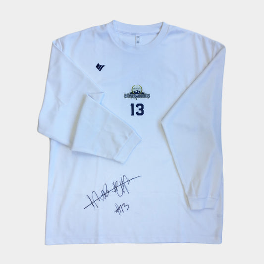 【No.13 マシュー・アキノ-Matthew Aquino】サイン入りロングTシャツリメイク/ホワイト